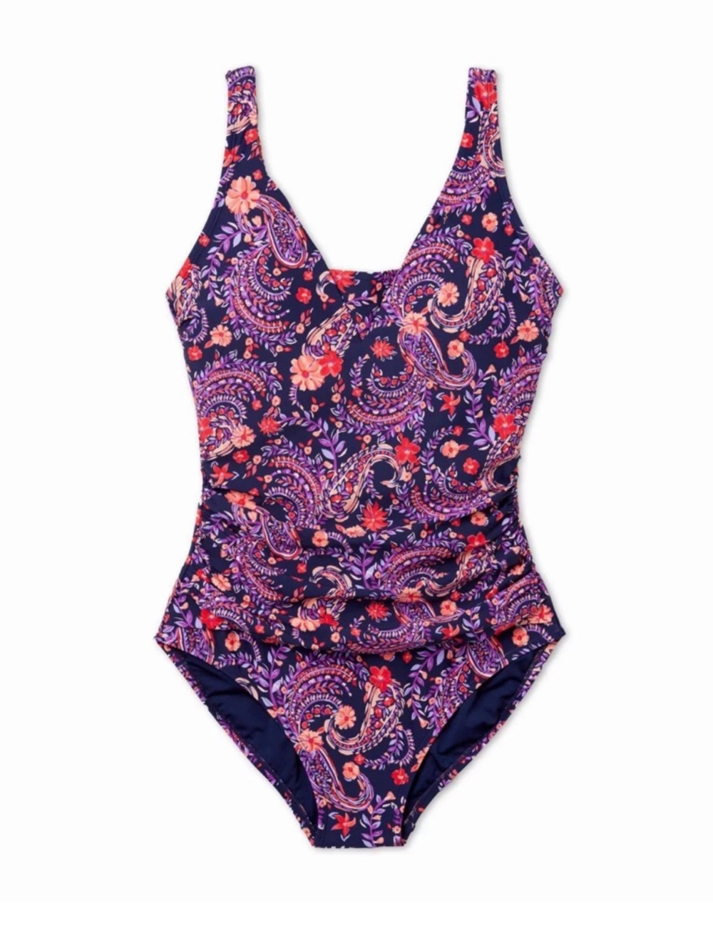 New Lands' End SlenderSuit Grecian Floral One Piece Swimsuit Small NWT